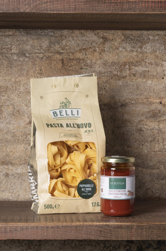 PAPPARDELLE con SUGO DI POMODORO CON FUNGHI PORCINI