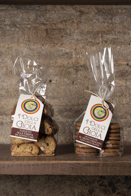 TOZZETTI ALLA FARINA DI LENTICCHIE -OCCHIOLINI AL GRANO SARACENO CON CIOCCOLATO